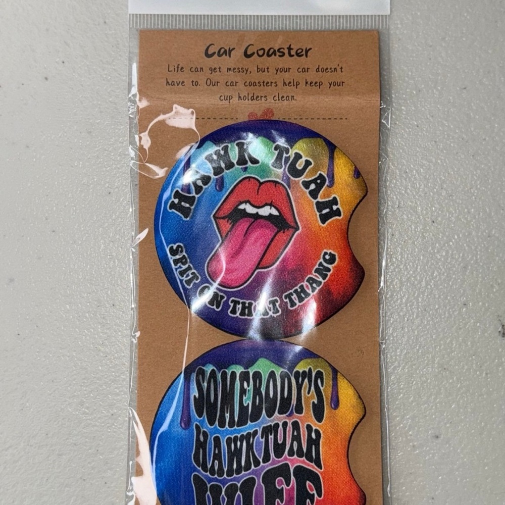 Handmade Hawktuah Car Coaster Set - Multicolor